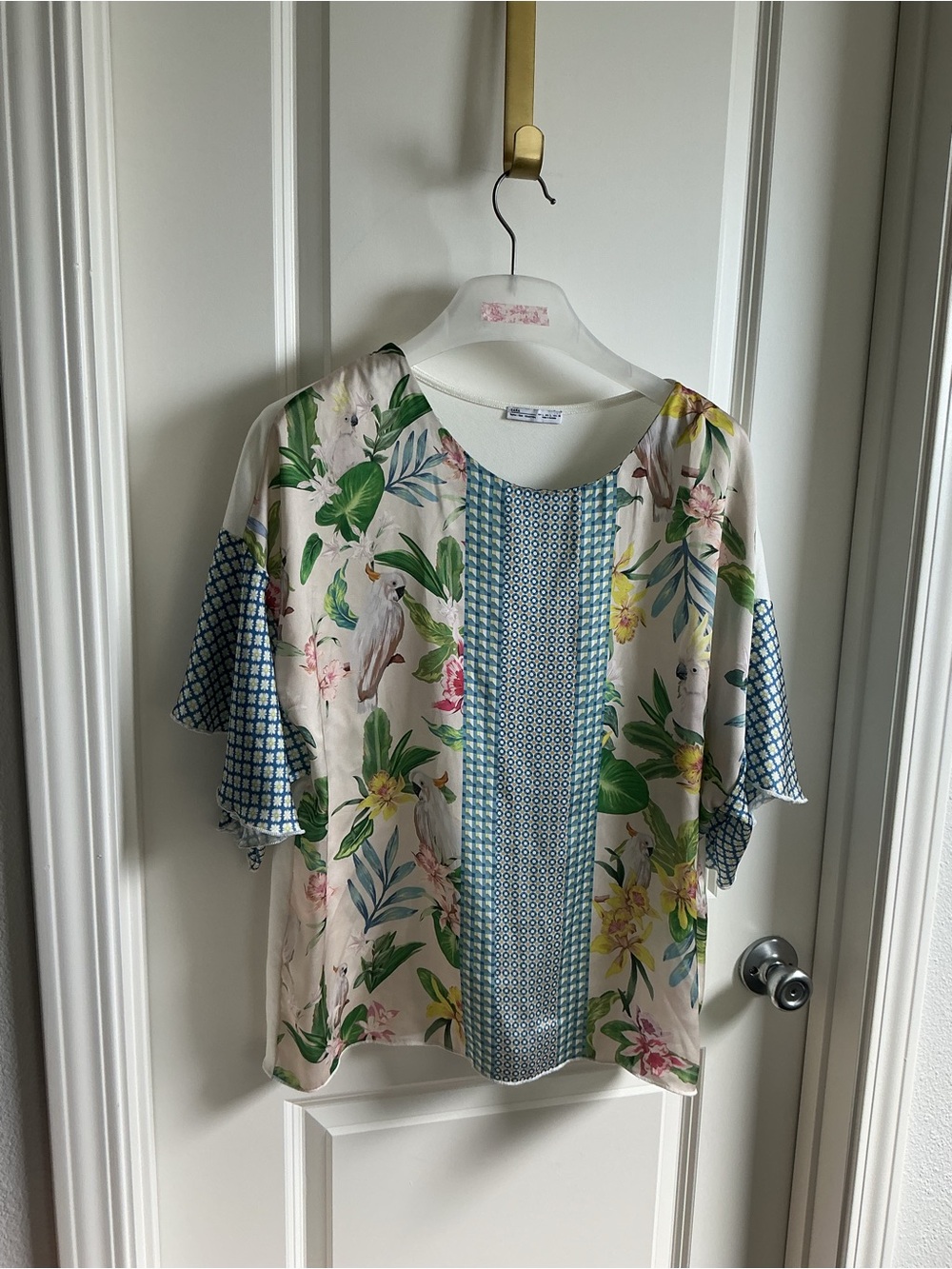 Zara Floral Silky Blouse